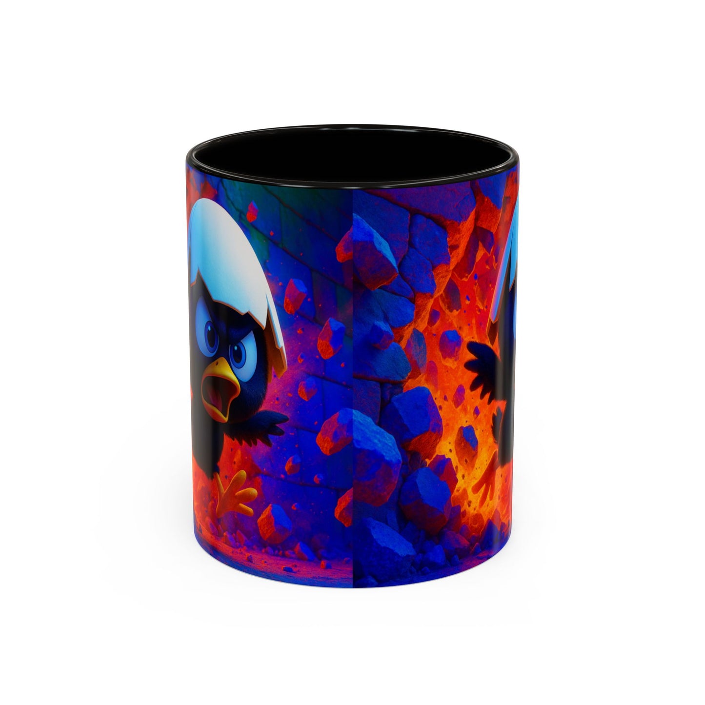 Mug Poussin Noir Cartoon Calimero – Tasse Oiseau Mignon Coquille d’Œuf Humour Dessin Animé 325ml