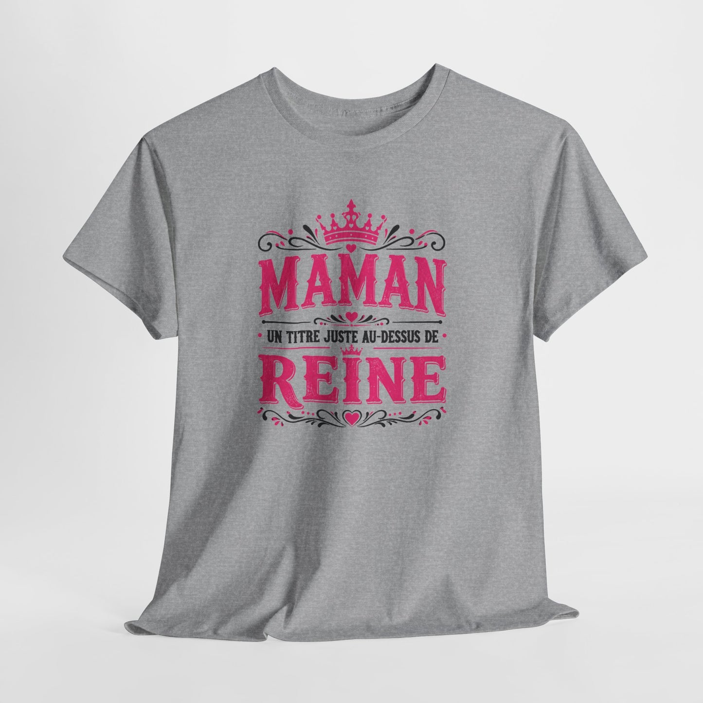 Tee Shirt Femme Maman Reine Mère Humour Famille Couronne Idée Cadeau Fête des Mères Anniversaire