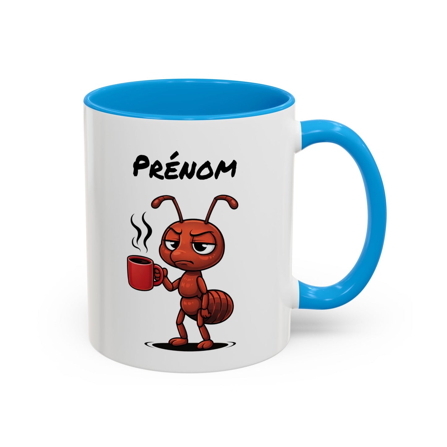 Mug Fourmi Fatiguée Personnalisable 325ml – Tasse Café Humoristique Prénom Cadeau Original Noir Bleu Rouge