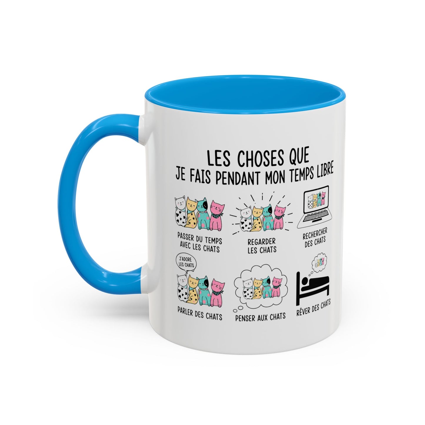 Tasse Humour Chat Homme et Femme – Les Choses Que Je Fais Pendant Mon Temps Libre – Mug Amoureux des Chats – Cadeau Original – Céramique 325 ml