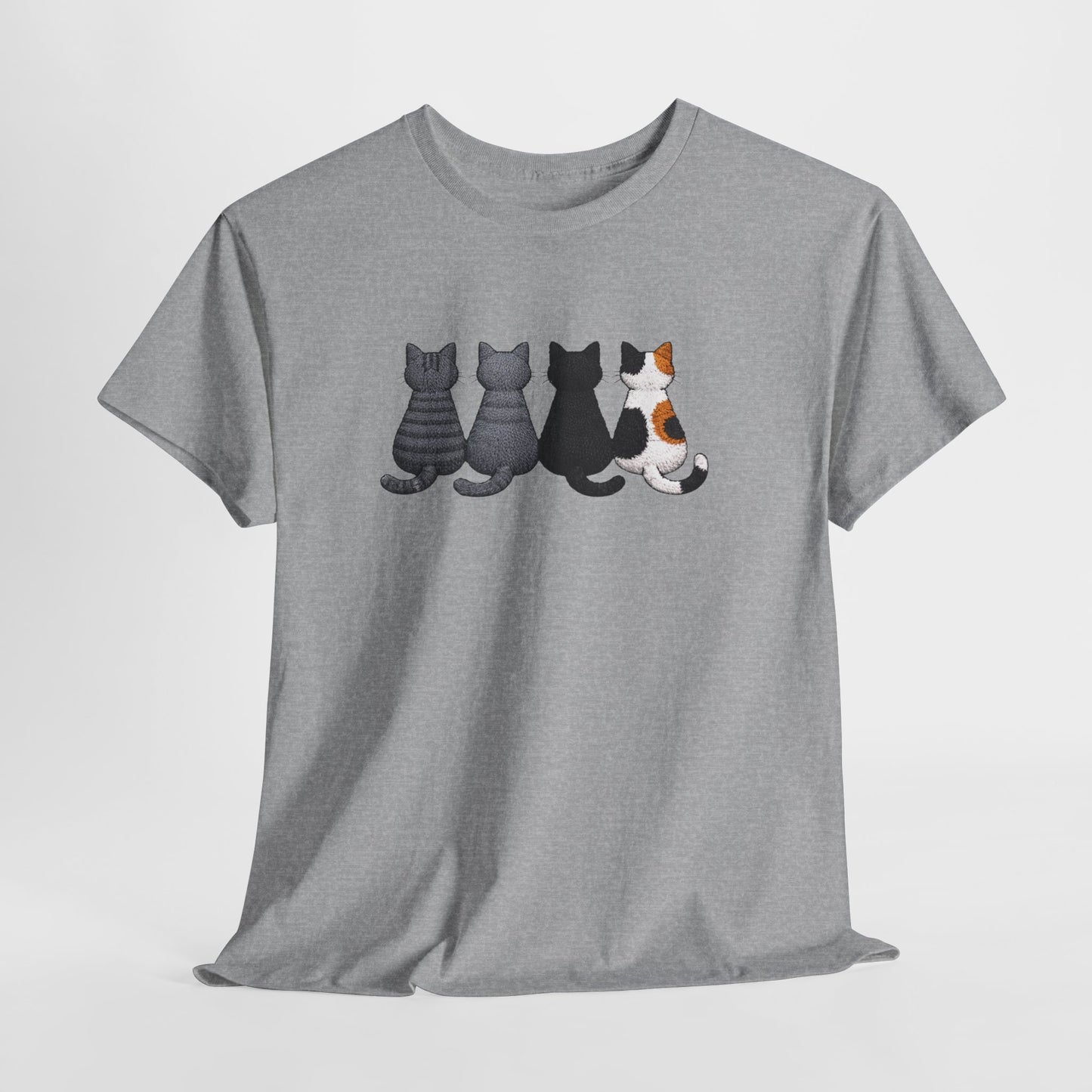 T-Shirt Chats Assis de Dos Minimaliste Amoureux des Chats Cadeau Femme
