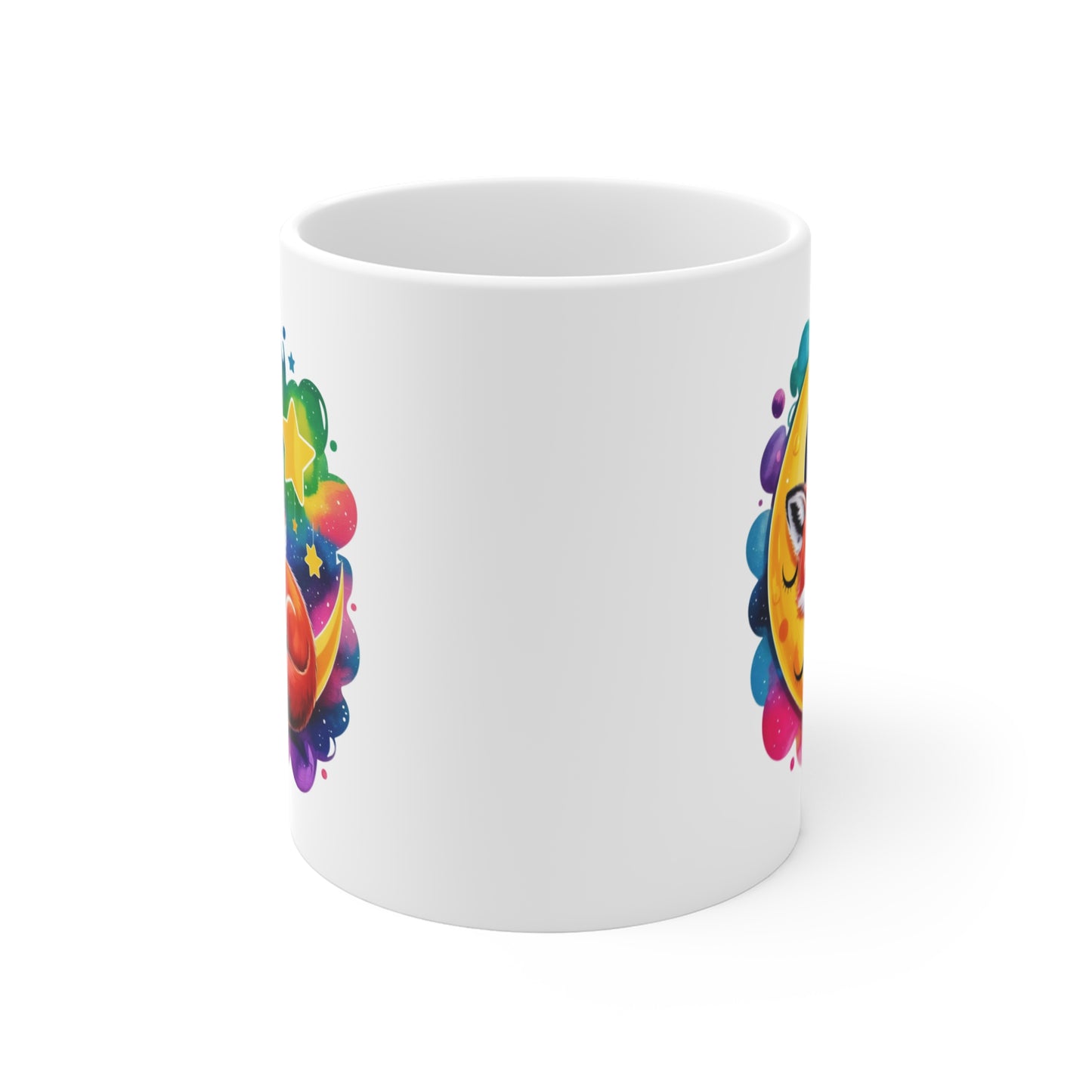Tasse Renard Kawaii sur la Lune – Mug Animal Mignon Nuit Étoilée – Design Féérique et Coloré – Cadeau Doux et Relaxant 325ml