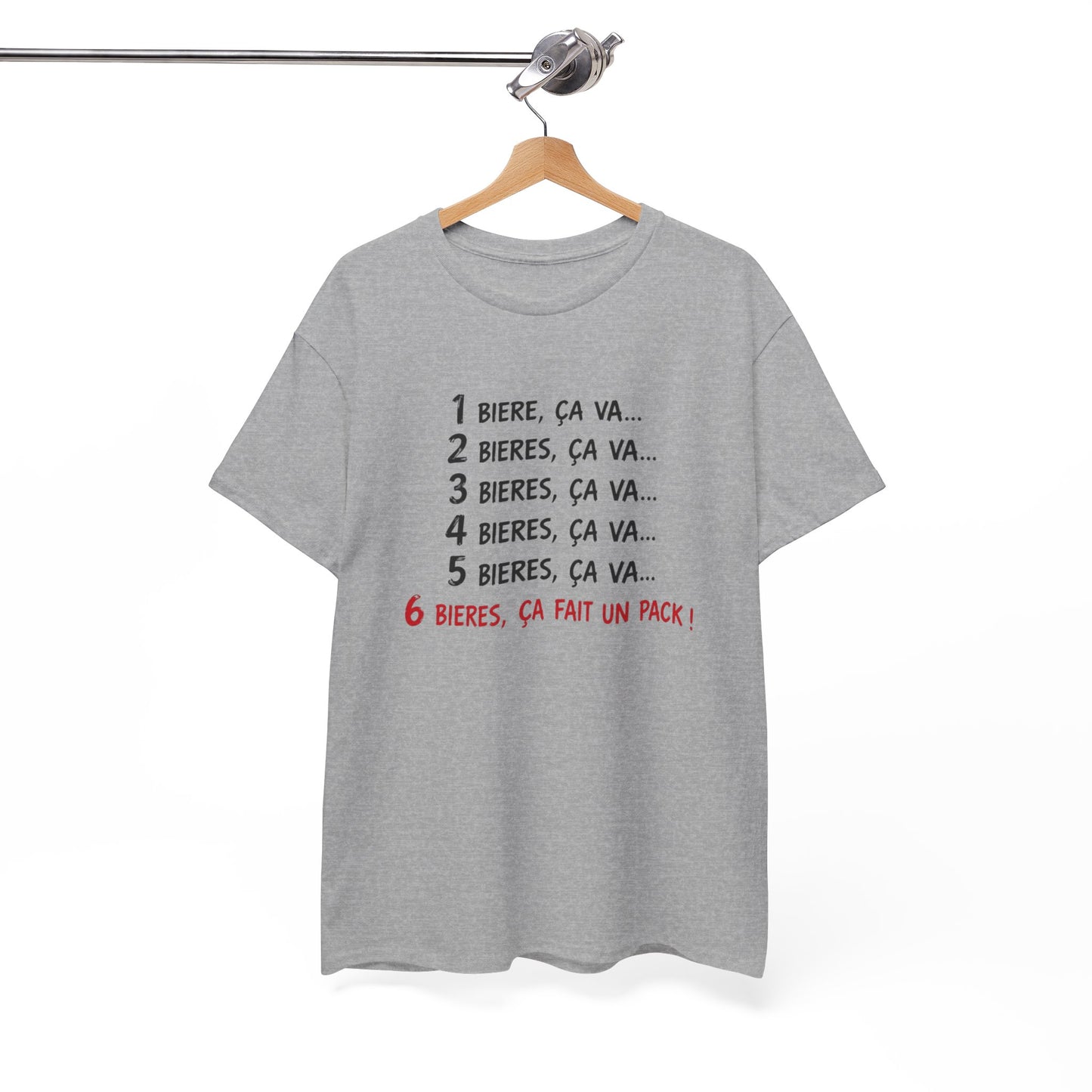 T-Shirt Bière Humour – 6 Bières Ça Fait Un Pack – Tee Shirt Drôle Apéro – Cadeau Amateur de Bière Homme Femme