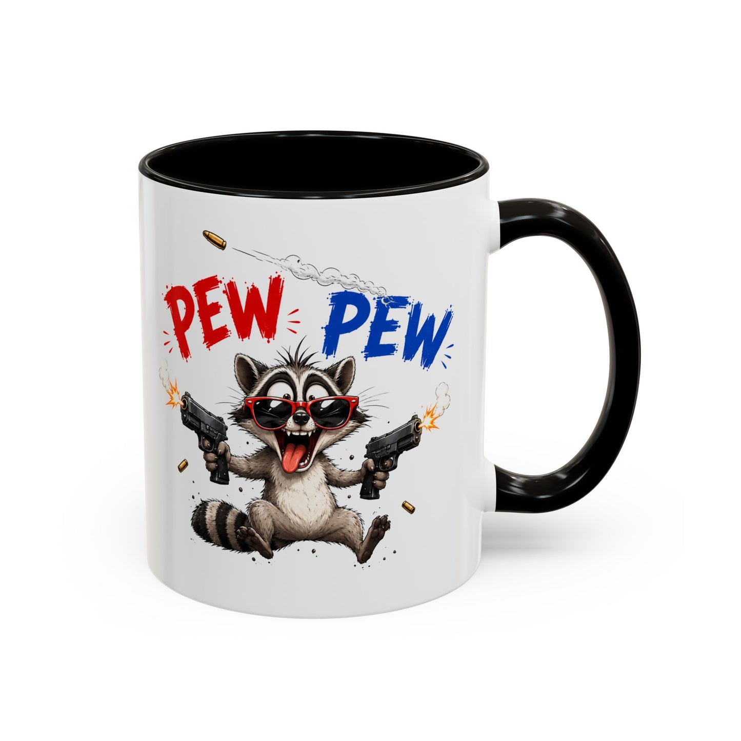 Tasse Pew Pew – Mug  Animal Raton Laveur Humour – Cadeau Drôle Homme Femme 325ml