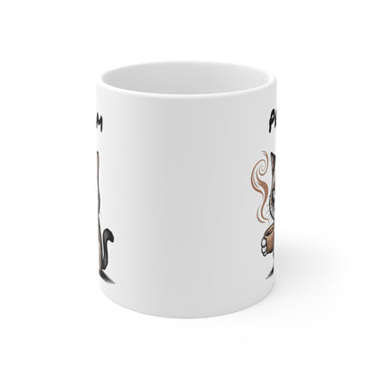 Tasse Personnalisable Chat Grognon 325ml – Mug Café du Matin avec Prénom – Cadeau Original Céramique