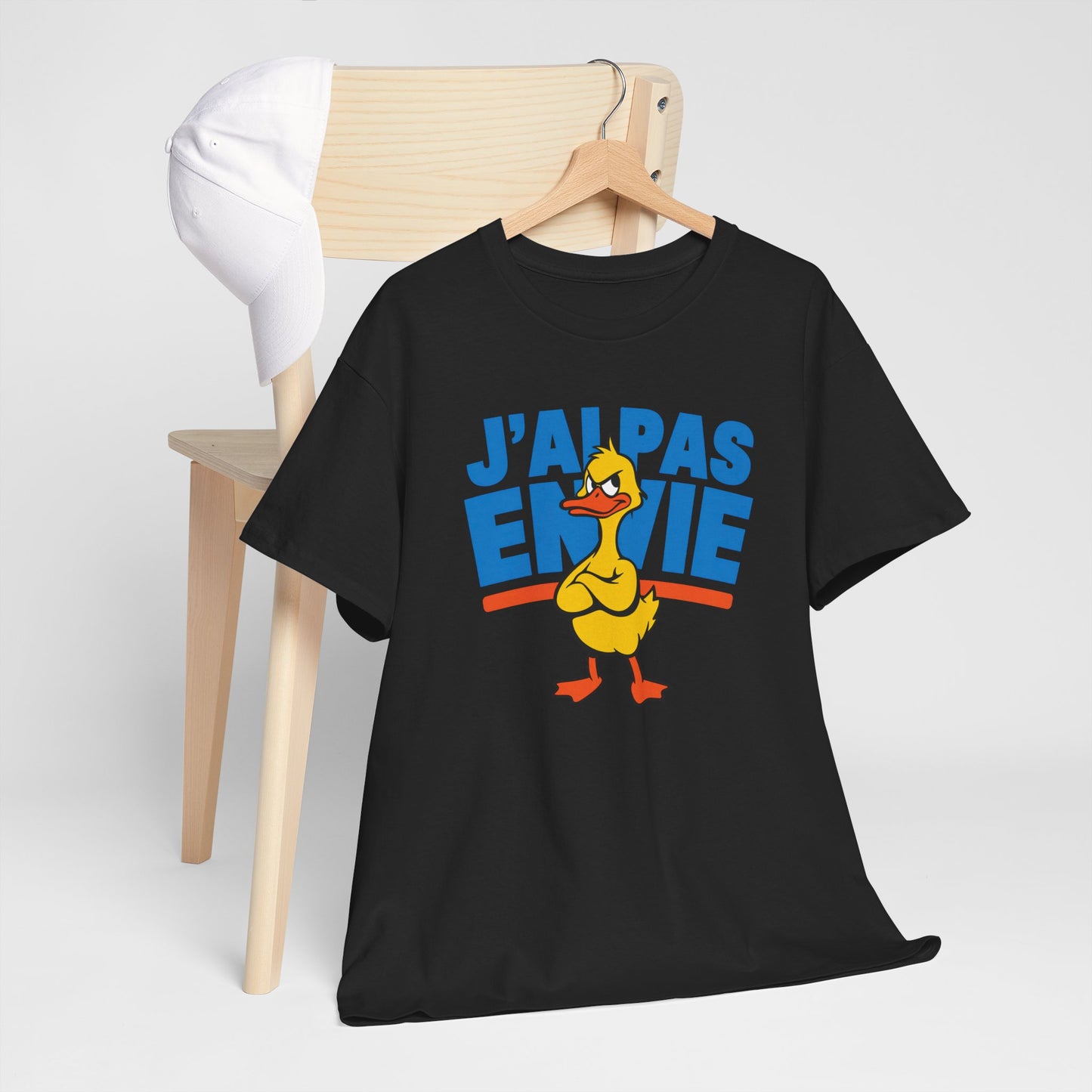 T-Shirt Humour J’ai Pas Envie – Tee Shirt Drôle Canard Blasé Mauvaise Humeur Sarcastique Citation Fun Cadeau Collègue Travail Homme Femme