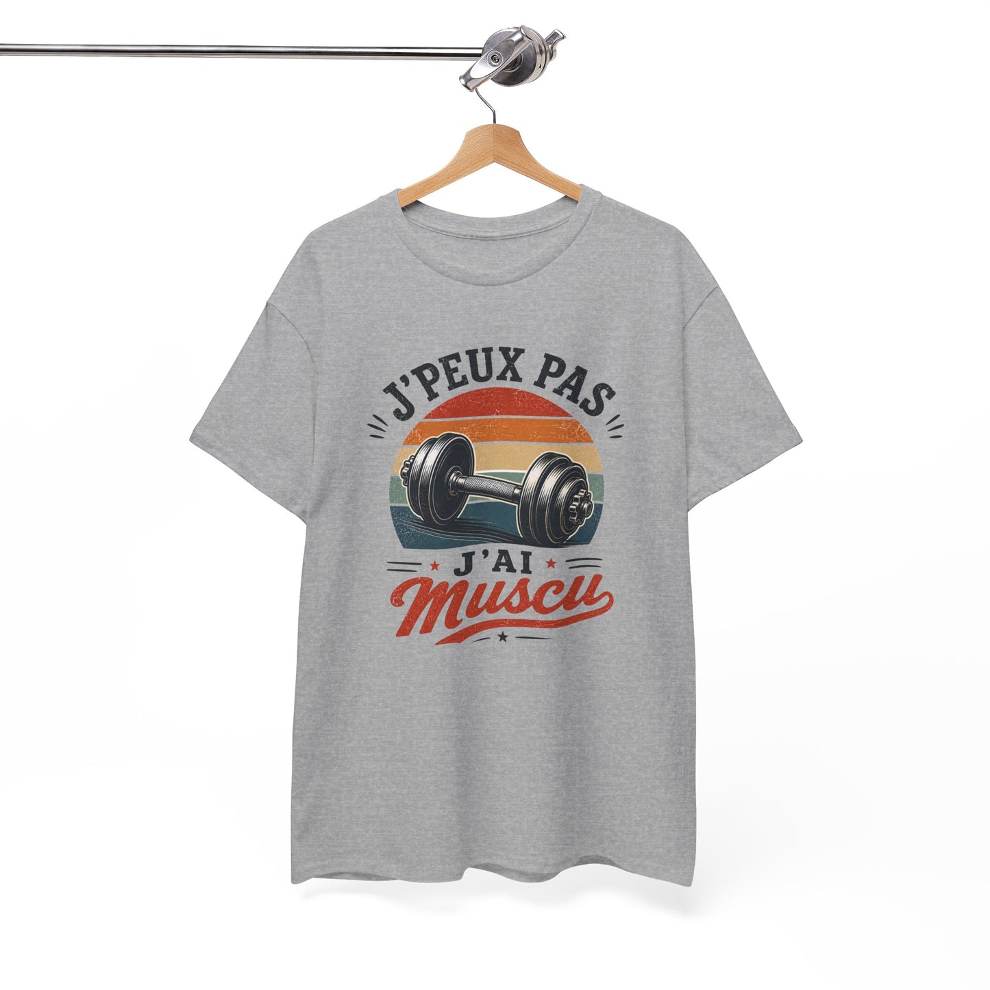 T-Shirt Musculation Homme Femme – J’Peux Pas J’Ai Muscu – Tee Shirt Fitness Bodybuilding Haltère Vintage Cadeau Sport Salle de Sport