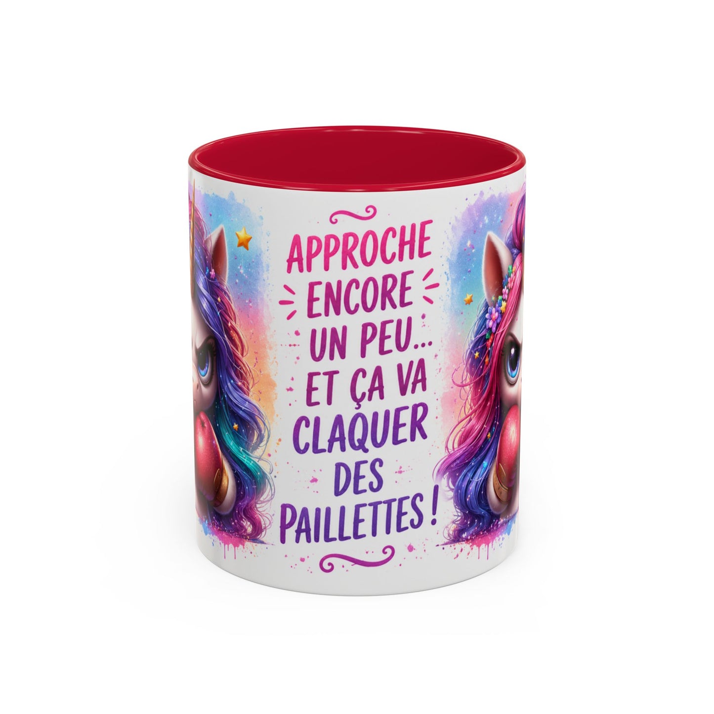 Tasse Licorne Humoristique – Mug “Approche Encore Un Peu” – Cadeau Fun Femme Fille 325ml