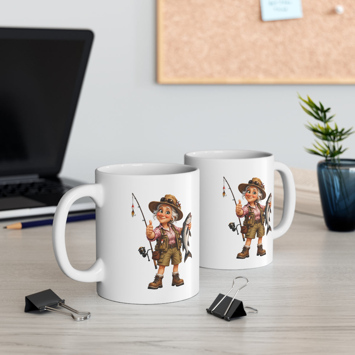 Mug Pêcheuse Femme – Tasse Passion Pêche avec Poisson – Cadeau Original Femme – Amatrice de Pêche