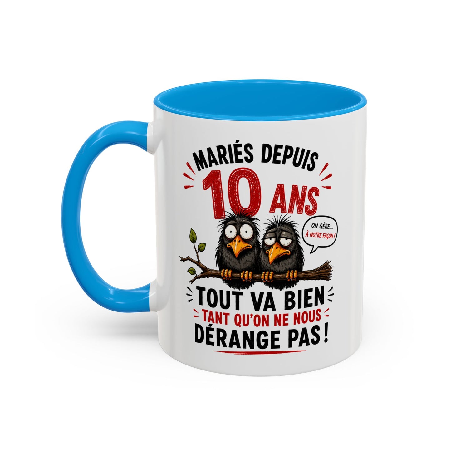 Tasse Mariés Depuis 10 Ans – Mug Humour Anniversaire de Mariage Homme Femme – Cadeau Couple 10 Ans de Mariage 325 ml