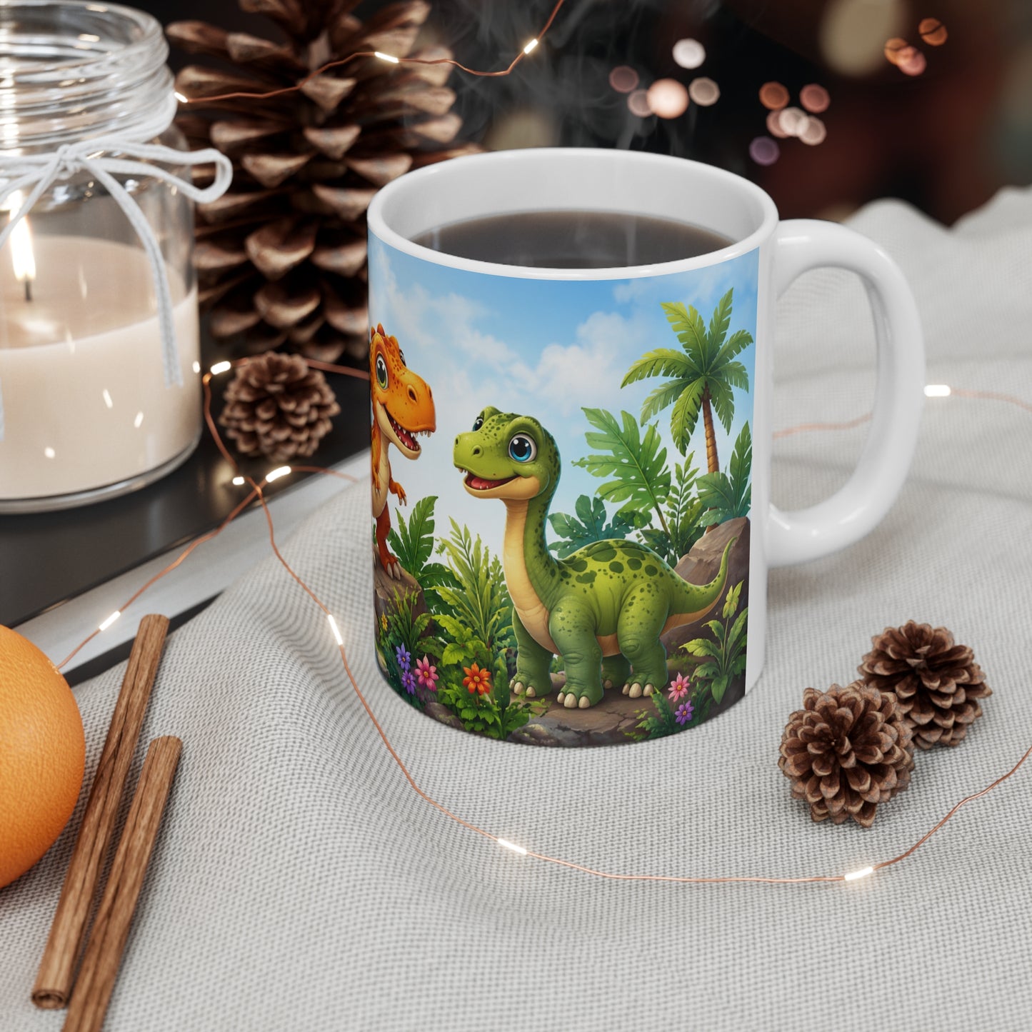 Tasse Dinosaures Bébé Cartoon – Mug Dinosaure Enfant Coloré – Cadeau Garçon Fille 325ml