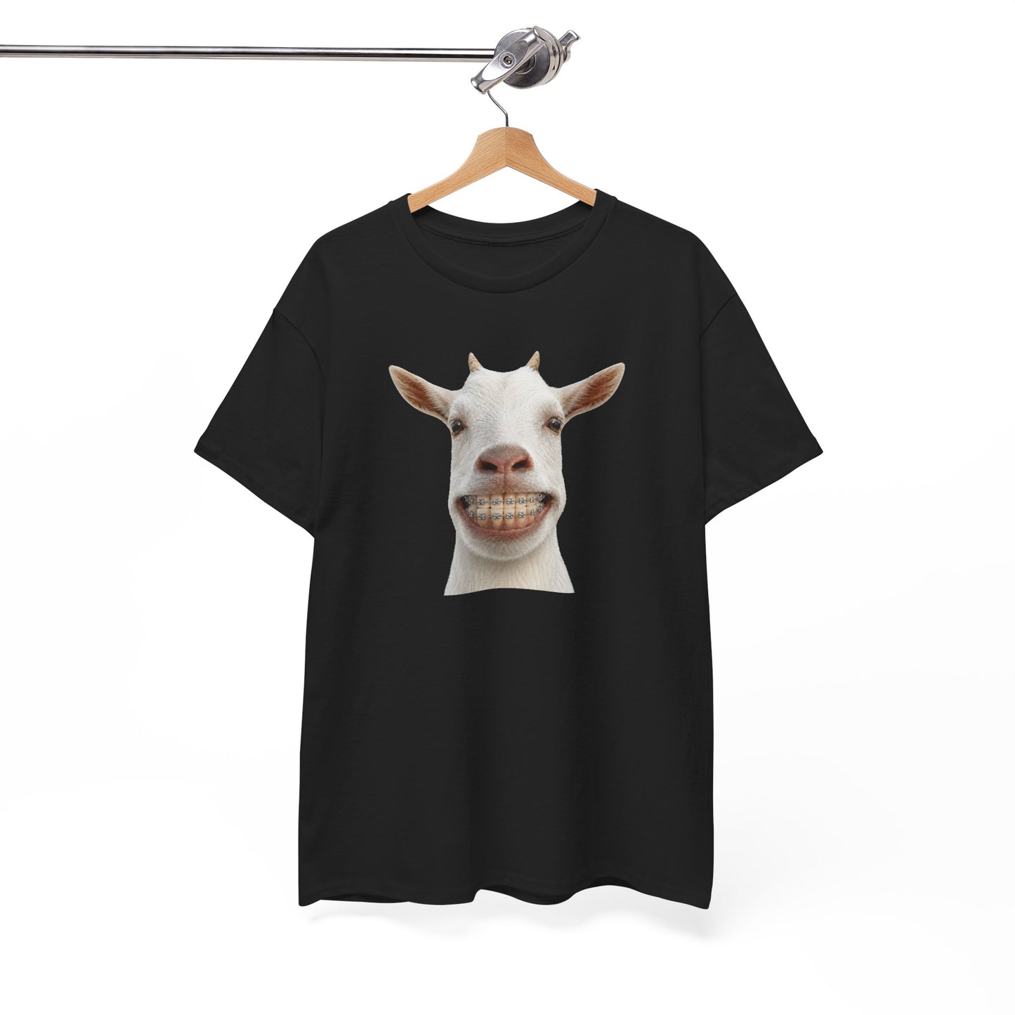 Tee-Shirt Humour Homme et Femme – Chèvre Drôle avec Appareil Dentaire – Idée Cadeau Original Animal Ferme Anniversaire
