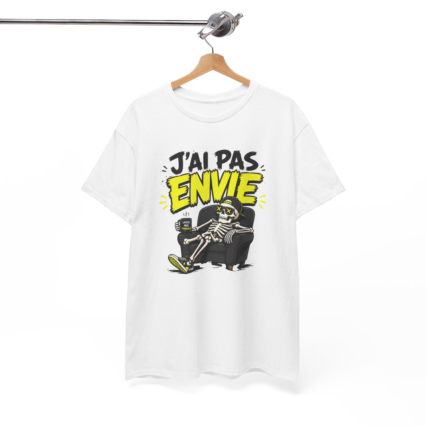 T-Shirt Humour J’ai Pas Envie – Tee Shirt Drôle Adulte Flemme Fatigue Travail Canapé Citation Fun Cadeau Collègue Homme Femme