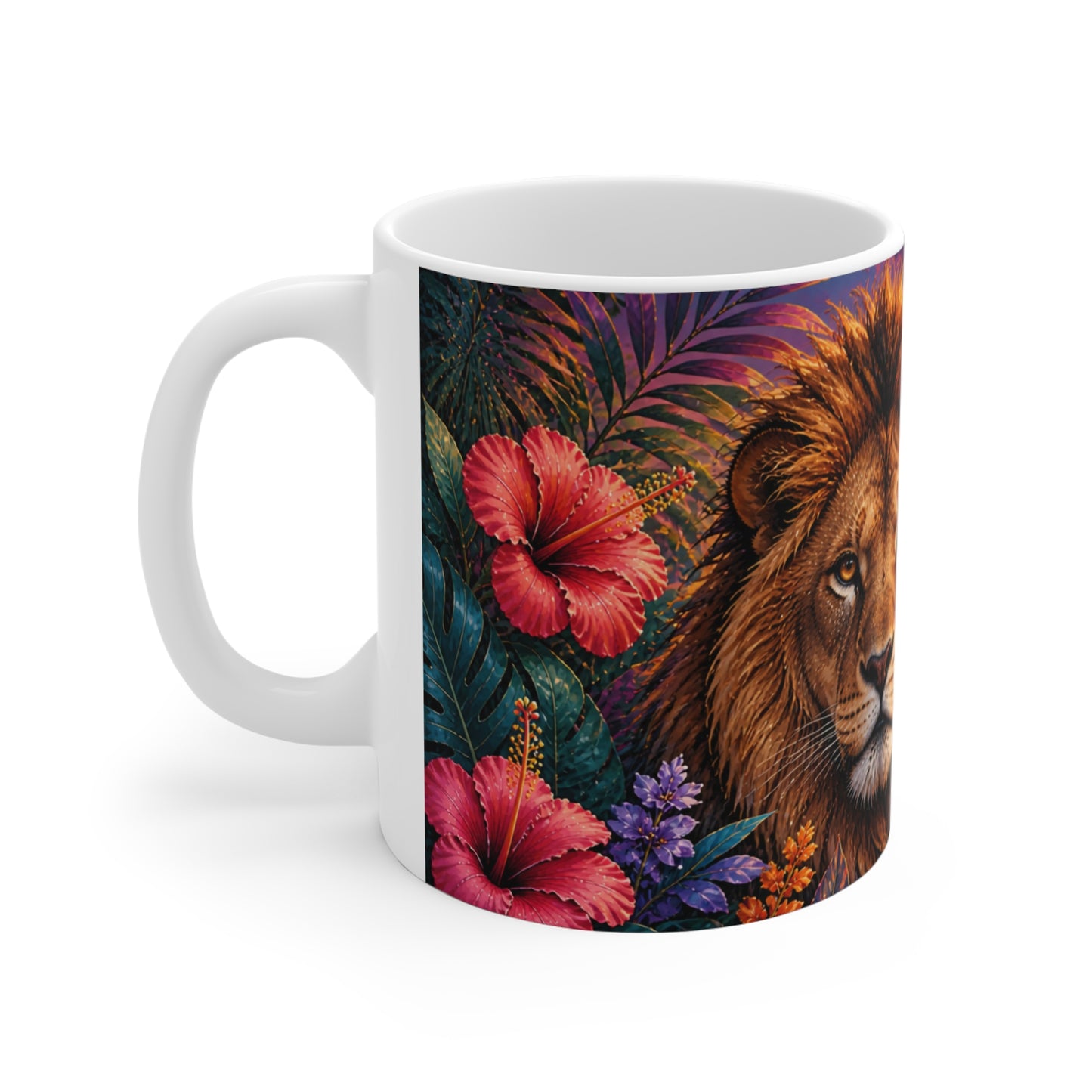 Tasse Lion Tropical – Mug Safari Coloré – Cadeau Animaux Sauvages Homme Femme Enfant 325ml