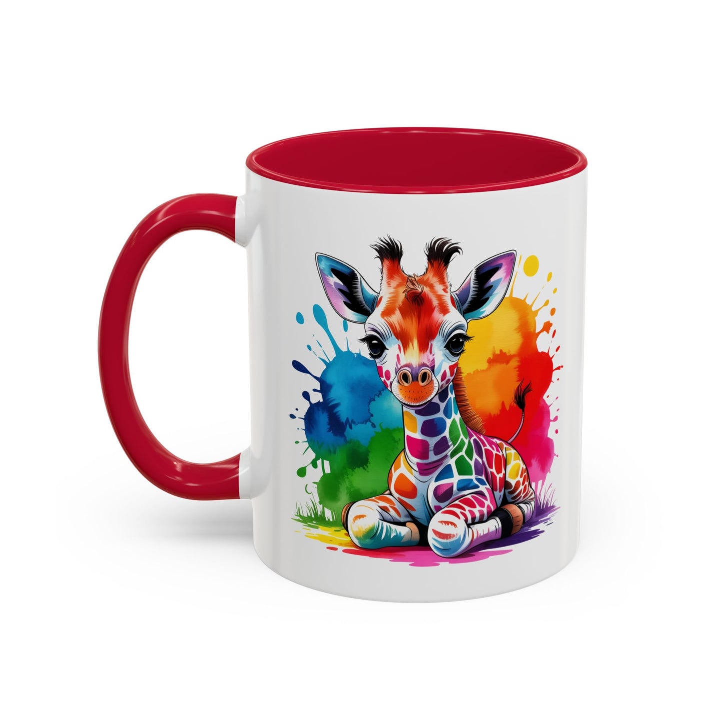 Mug Girafe Colorée Style Aquarelle – Tasse Animaux Kawaii Moderne – Idée Cadeau Originale 325ml