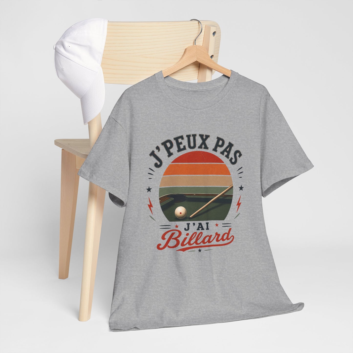 T-Shirt  Homme Femme – J’Peux Pas J’Ai Billard – Tee Shirt Joueur de Billard Vintage Queue de Billard Boule Snooker Pool Français Cadeau Passion