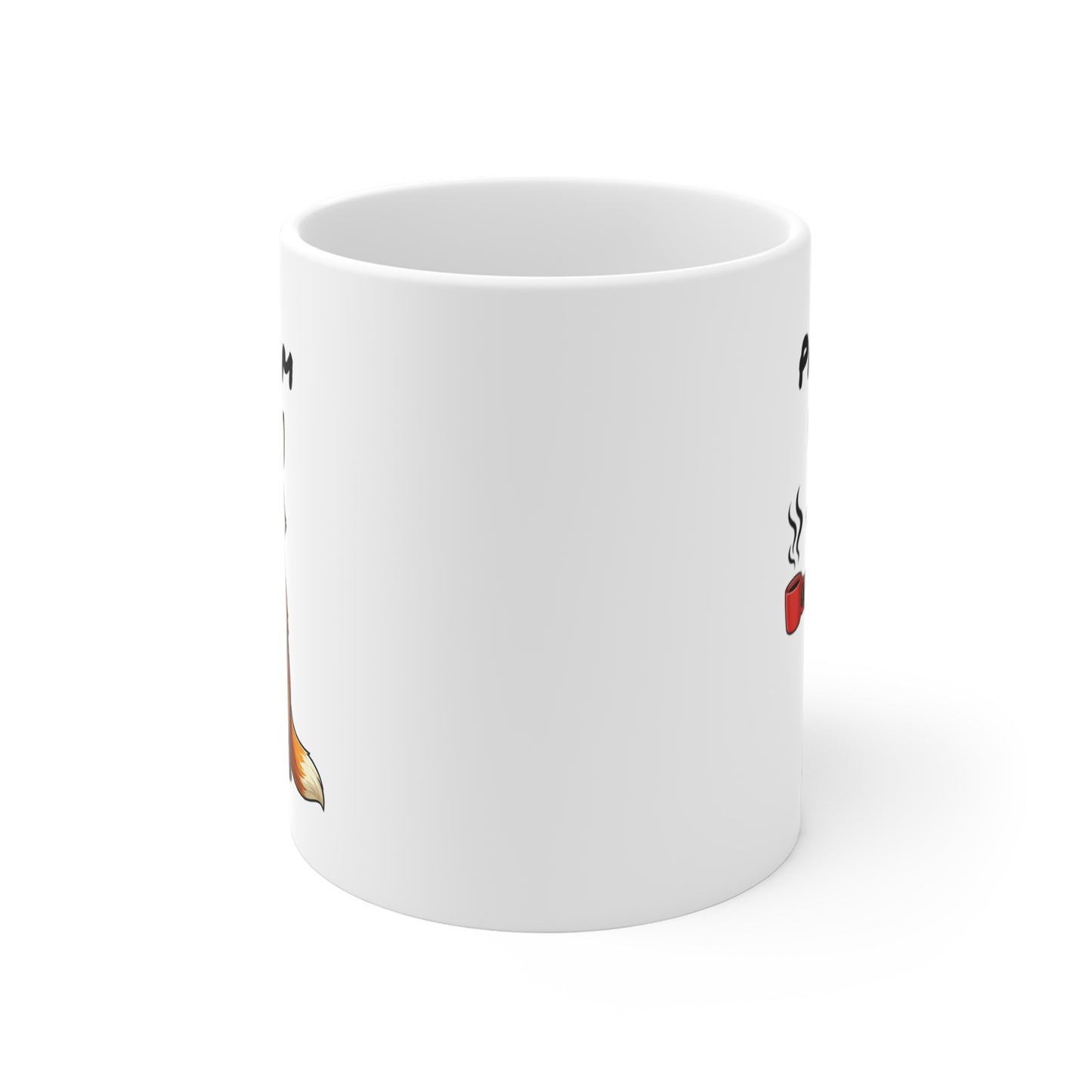 Tasse Renard Fatigué avec Café – Mug Humour Matin Difficile – Illustration Animal Mignon 325ml – Idée Cadeau