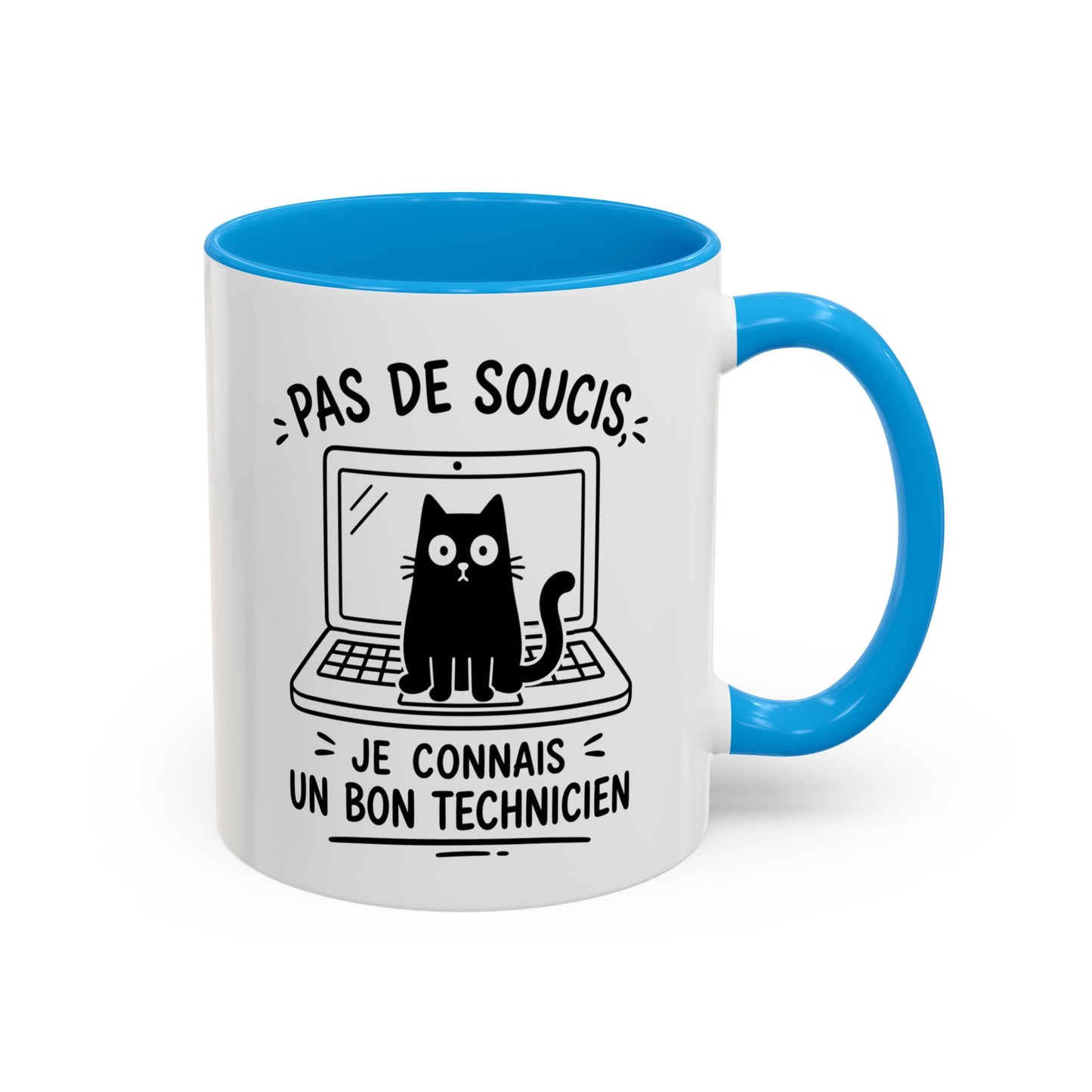 Tasse Humour Informatique Homme et Femme – Mug Drôle Chat Ordinateur Technicien – Cadeau Original Geek Informaticien 325 ml