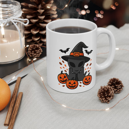Mug Céramique Alien Sorcier Halloween – Tasse Citrouilles Fun 325ml – Cadeau Original Geek Café