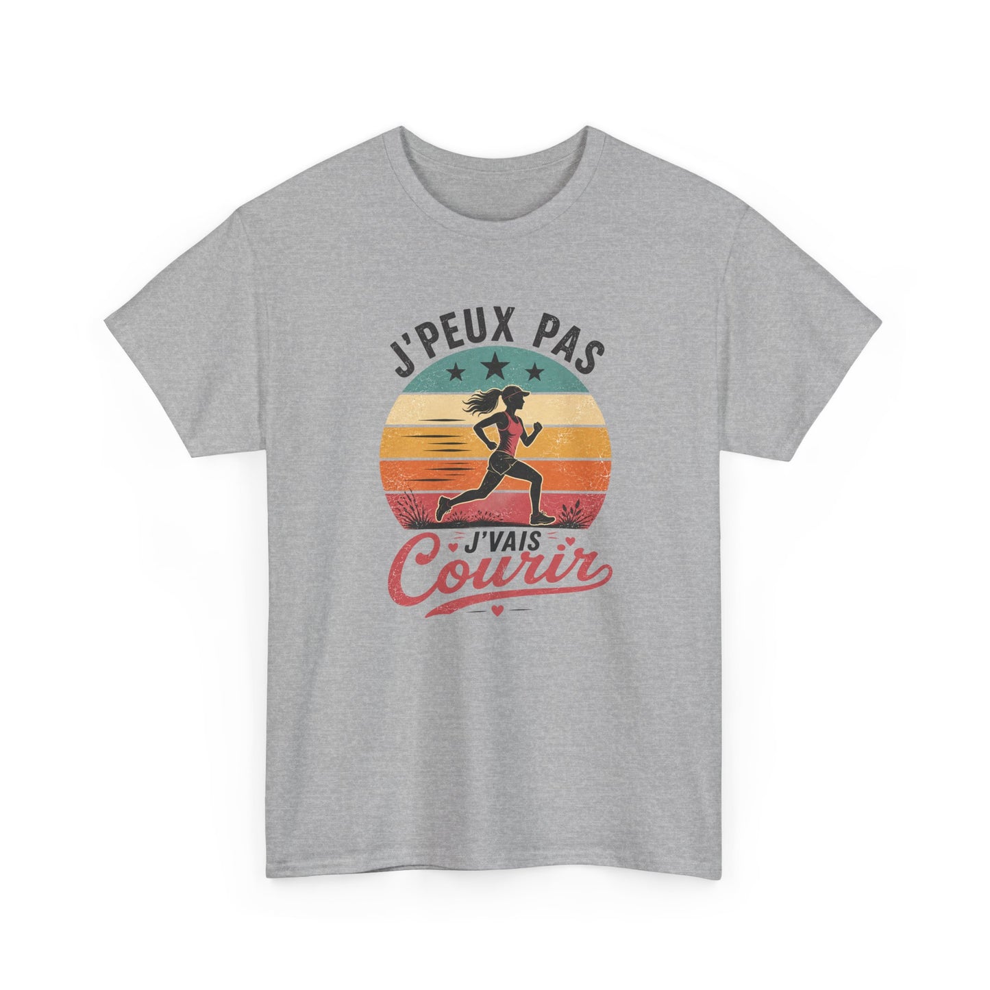 T-Shirt Running Femme Humour – J’Peux Pas J’Vais Courir – Tee Shirt Course à Pied Vintage Sport