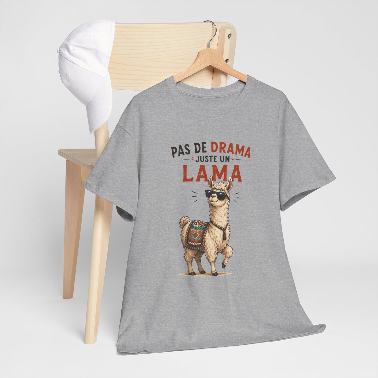 T-Shirt Humour Homme et Femme – Lama Drôle avec Lunettes – Animal Rigolo – Cadeau Original Anniversaire