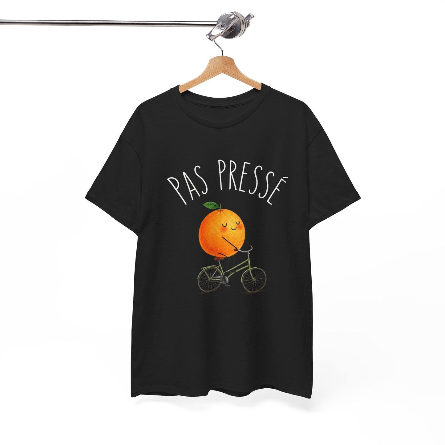 Tee Shirt Pas Pressé Orange à Vélo – T-Shirt Humour Fruit Mignon – Cadeau Homme Femme Original