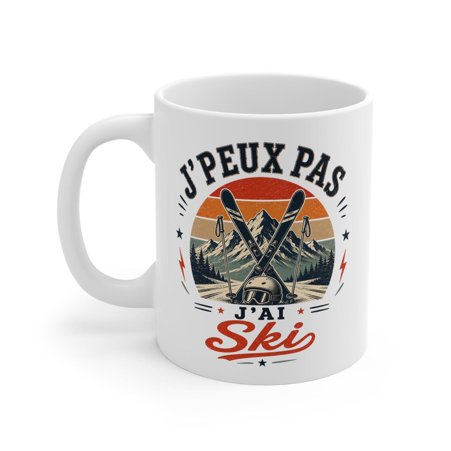 Tasse J’Peux Pas J’Ai Ski – Mug Humour Skieur Vintage – Cadeau Sport Hiver Homme Femme 325ml