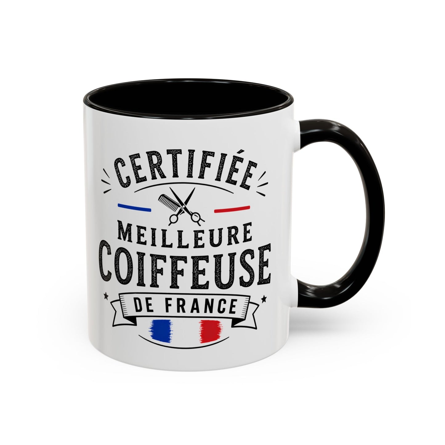 Mug Coiffeuse Femme – Tasse Salon de Coiffure Ciseaux et Peigne – Idée Cadeau Original Professionnelle Coiffure Noir Bleu Rouge