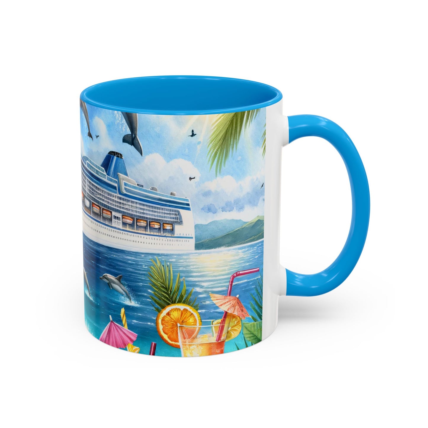 Mug Croisière Tropicale avec Dauphins – Tasse Paquebot de Luxe et Océan Paradisiaque – Cadeau Voyage et Vacances 325ml