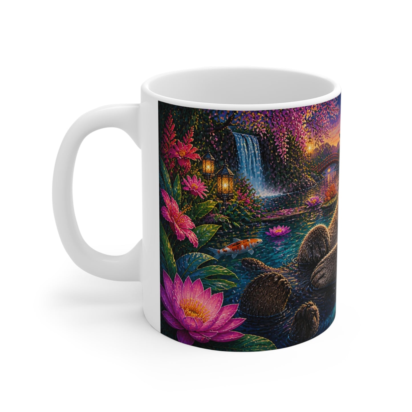 Tasse Loutre Zen – Mug Jardin Japonais Coloré – Cadeau Animaux Homme Femme Enfant 325ml