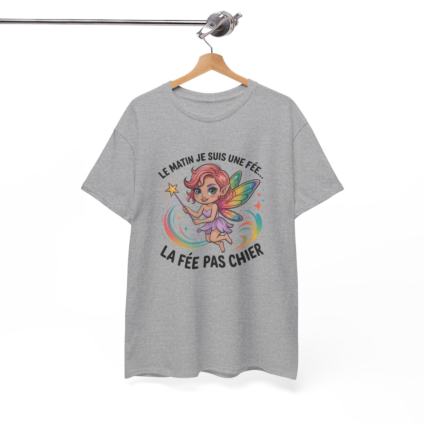 Tee Shirt Femme Le Matin Je Suis Une Fée La Fée Pas Chier – T-shirt Humour Femme Fée – Cadeau Drôle