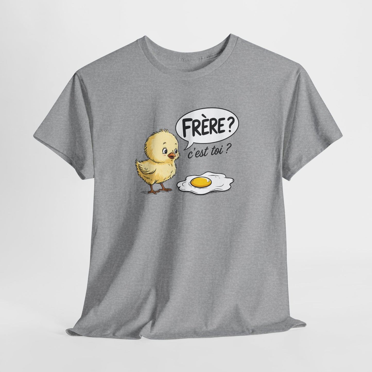 T-Shirt Humoristique Poussin Homme Femme – Tee Shirt Drôle Jeu de Mot Œuf Frère – Cadeau Fun Noir Blanc Gris