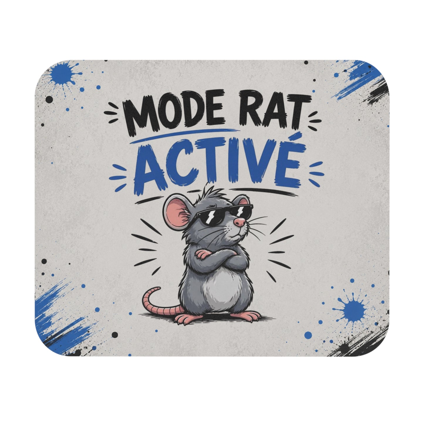 Tapis de Souris 22x18cm Rat Humour Mode Rat Activé Cadeau Homme Femme Bureau Gaming Animal Drôle