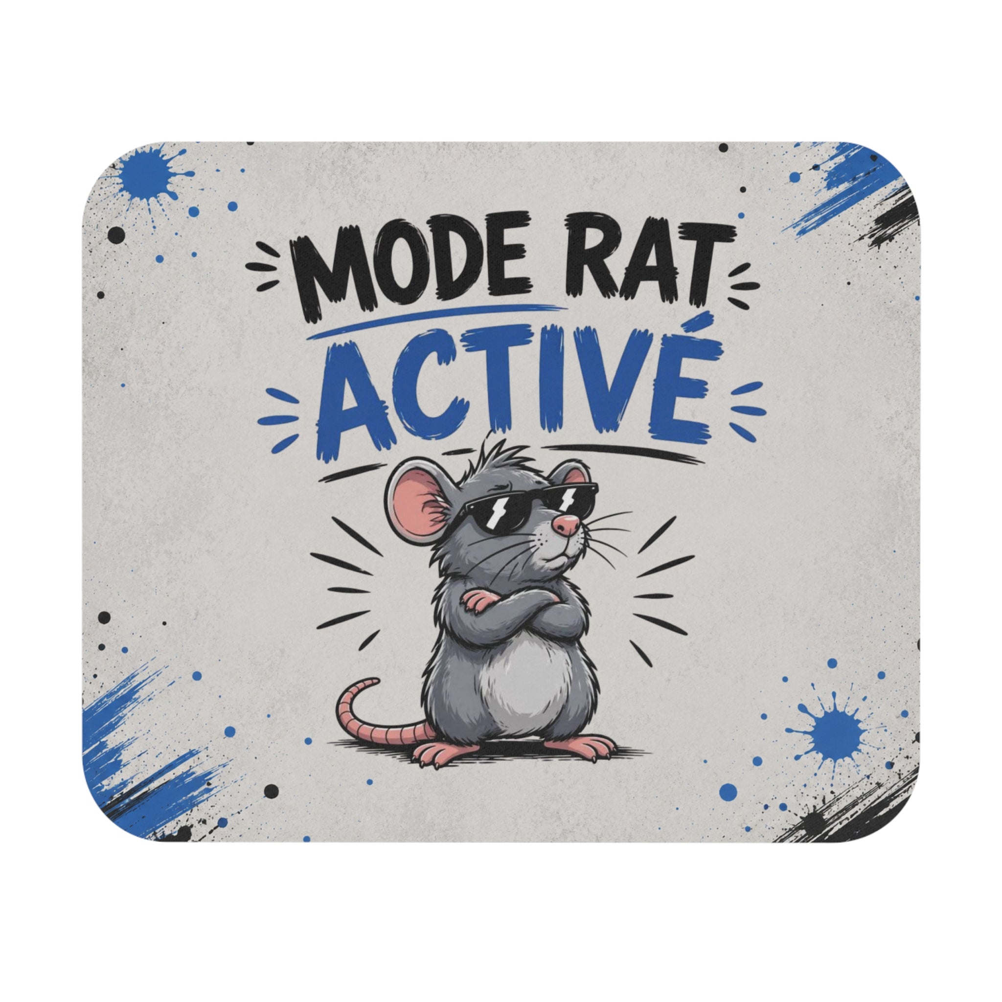 Tapis de Souris 22x18cm Rat Humour Mode Rat Activé Cadeau Homme Femme Bureau Gaming Animal Drôle