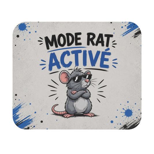 Tapis de Souris 22x18cm Rat Humour Mode Rat Activé Cadeau Homme Femme Bureau Gaming Animal Drôle