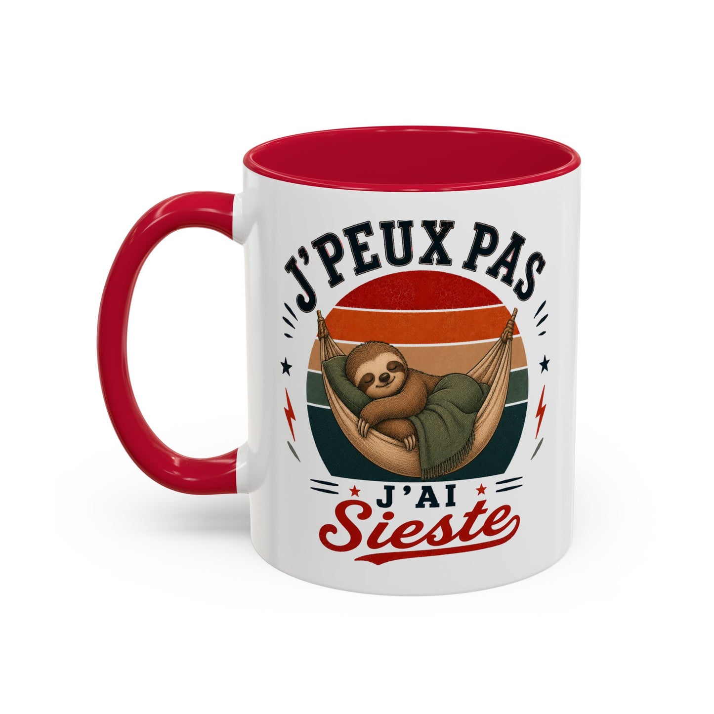 Tasse J’Peux Pas J’Ai Sieste – Mug Humour Paresseux Relaxation Vintage – Cadeau Détente Homme Femme 325ml