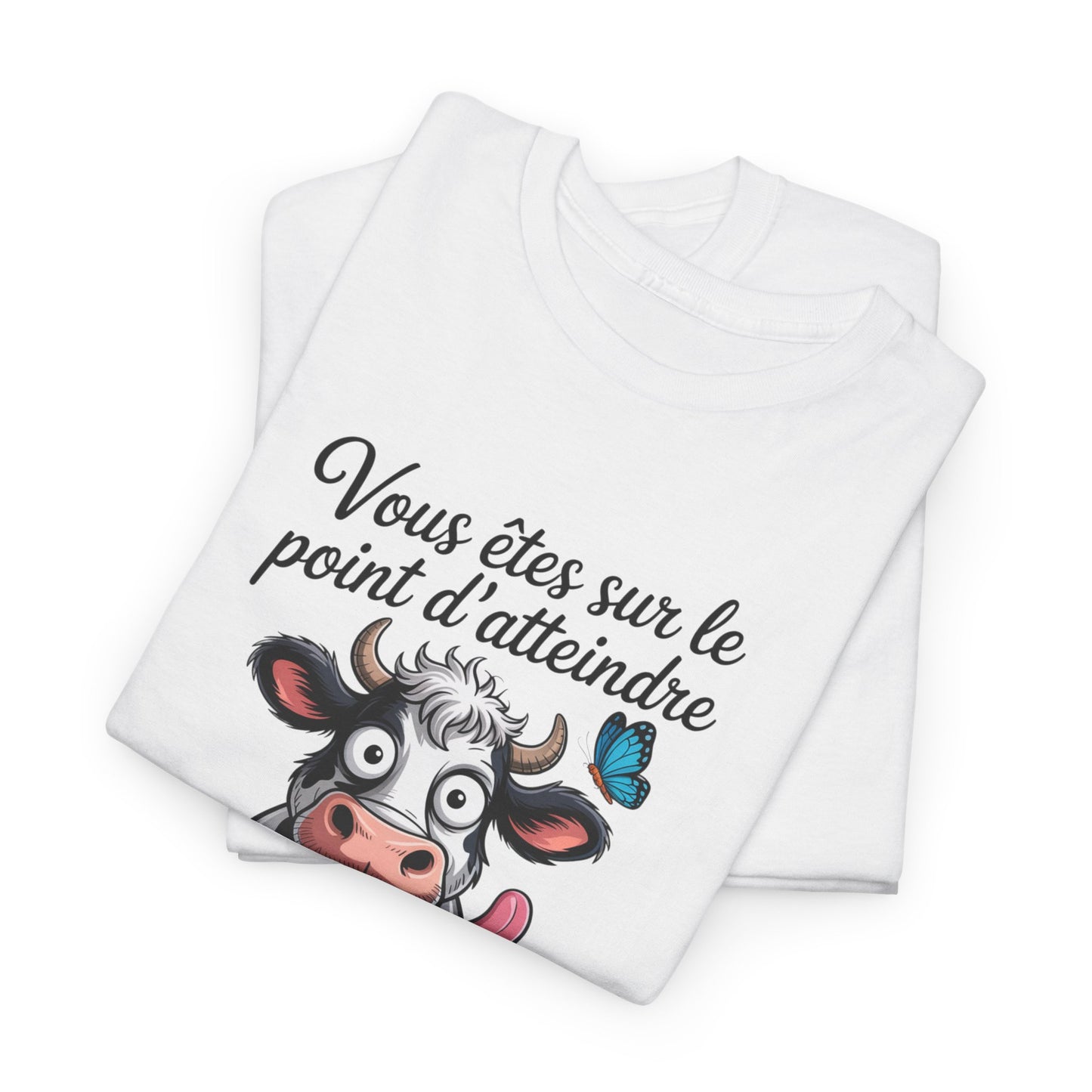 T-Shirt Humoristique Vache Patience – Tee Shirt Drôle Adulte Homme Femme – Cadeau Humour Animal – Noir Blanc Gris