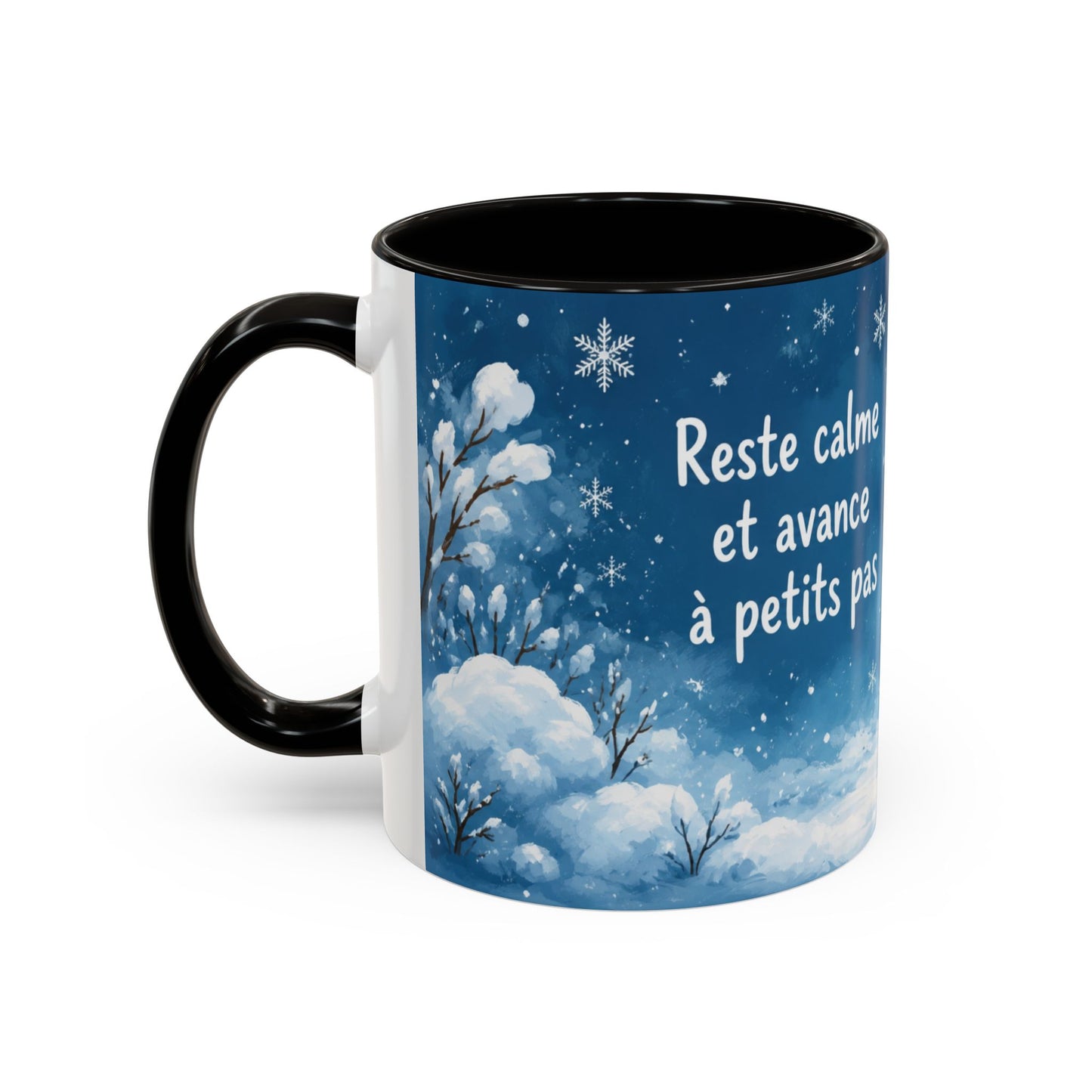 Tasse Reste Calme et Avance à Petits Pas – Mug Pingouin Motivation Positive Hiver 325ml