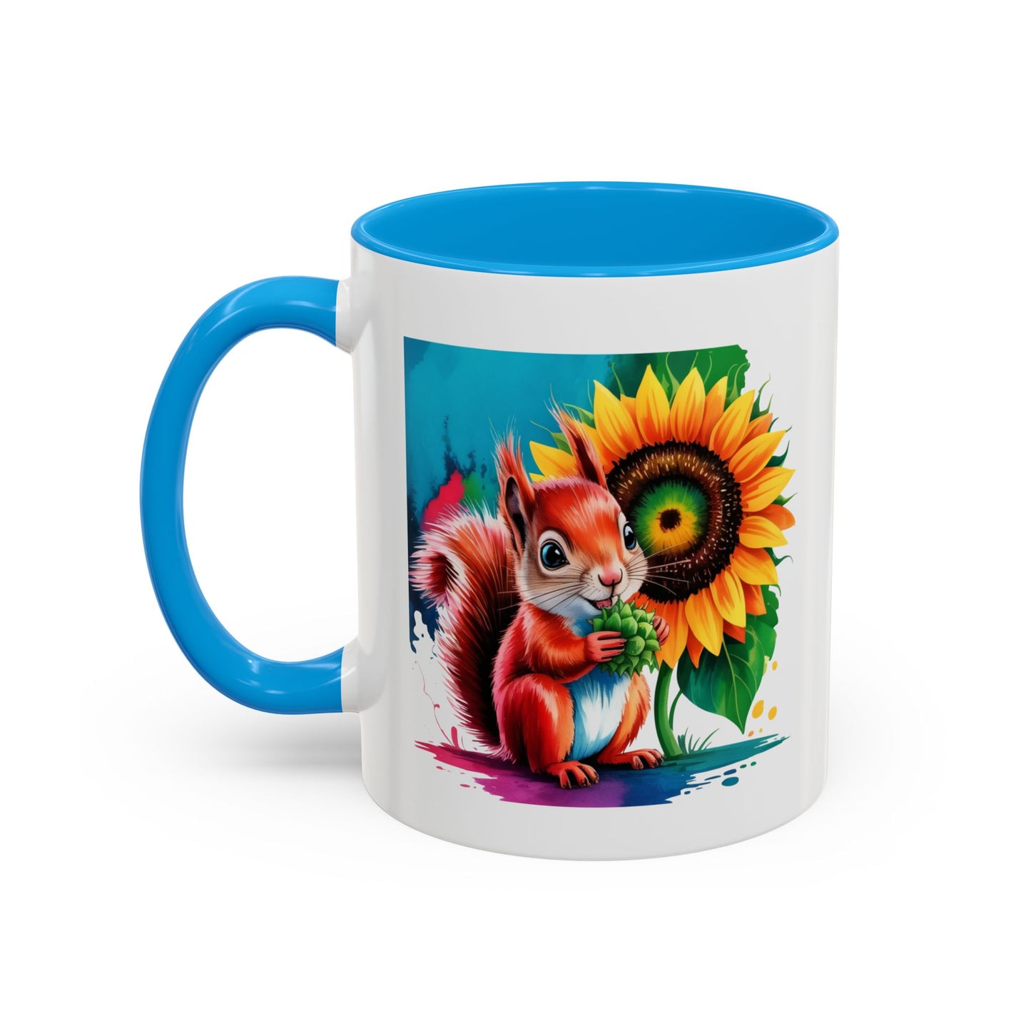 Mug Écureuil et Tournesol – Tasse Animaux Mignons Nature – Cadeau Coloré et Joyeux – Céramique 325ml