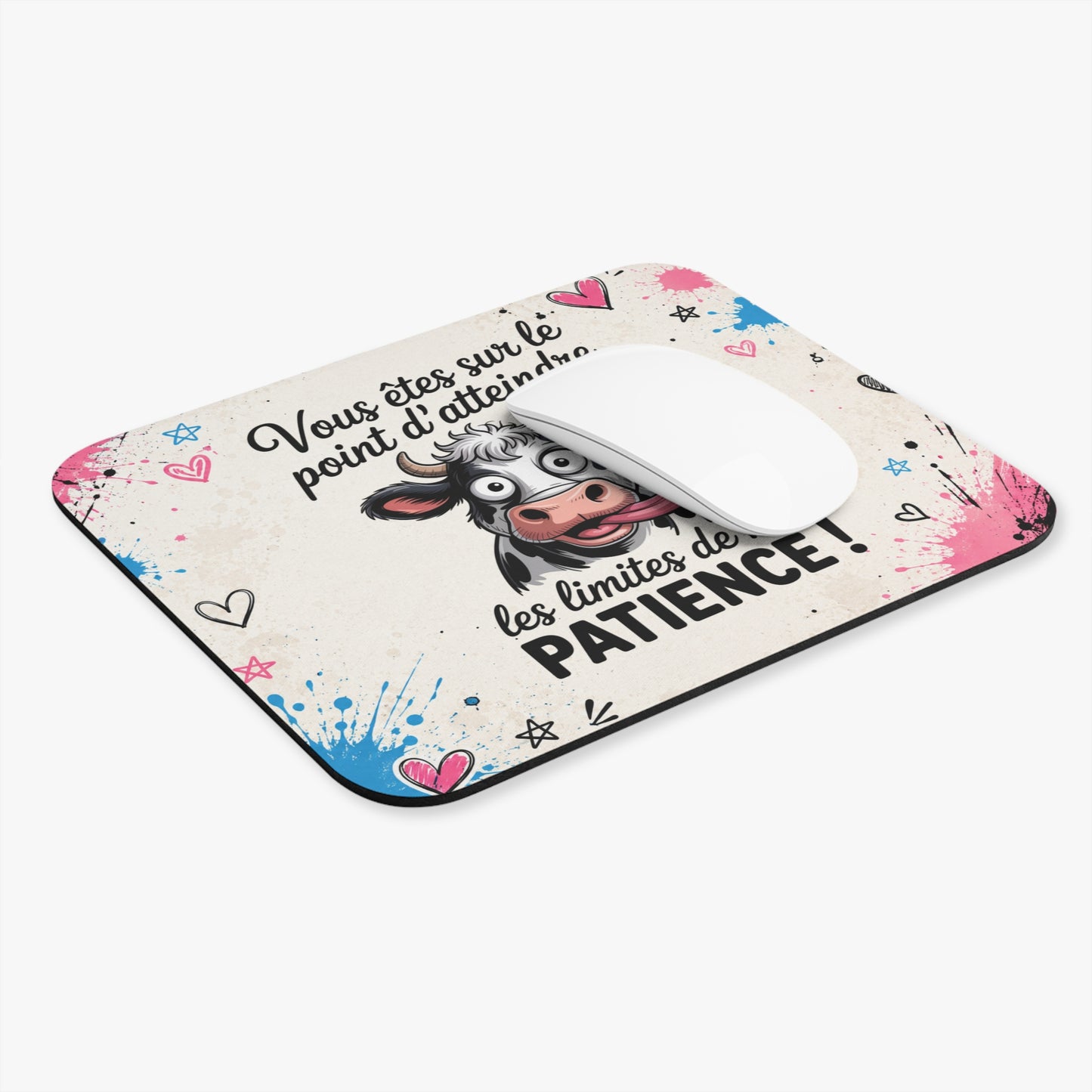 Tapis de Souris 22x18cm Vache Humour Vous Êtes sur le Point d'Atteindre les Limites de Ma Patience Cadeau Homme Femme Bureau Gaming Accessoire Original