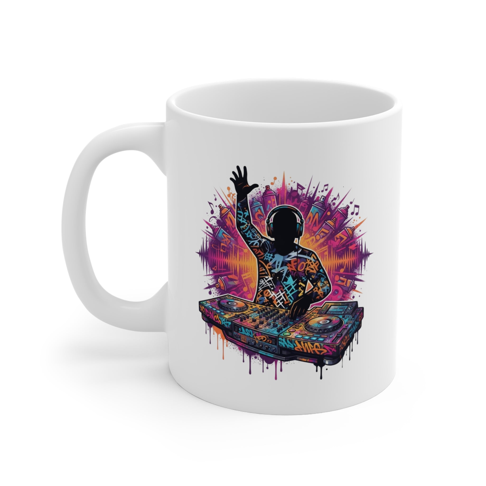 Tasse DJ Graffiti – Mug Musique Électro Platines Mixage – Cadeau DJ Homme Femme 325 ml