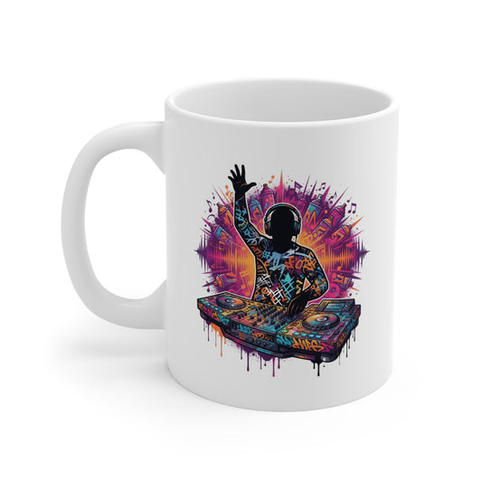Tasse DJ Graffiti – Mug Musique Électro Platines Mixage – Cadeau DJ Homme Femme 325 ml
