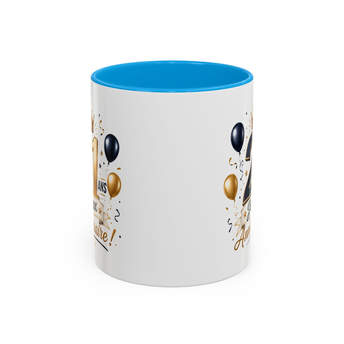 Mug Joyeux 21 Ans – Tasse Anniversaire 21 Ans – Cadeau Original pour Femme Homme – Idée Cadeau 21e Anniversaire Noir Bleu Rouge