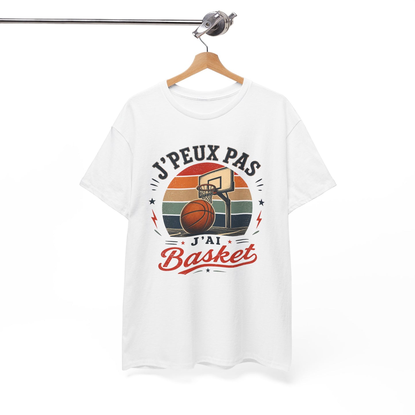 T-Shirt Basket Homme Femme – J’Peux Pas J’Ai Basket – Tee Shirt Basketball Vintage Joueur Basketteur Sport Équipe Terrain Panier Cadeau Passion Basket
