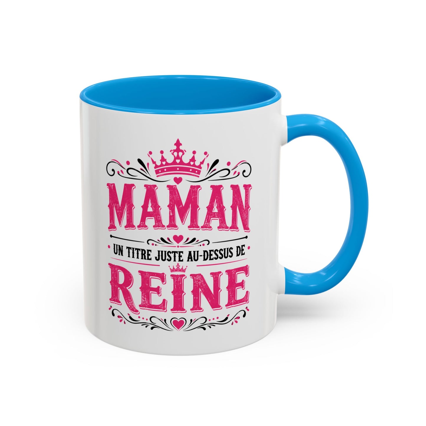 Mug Maman Femme – Tasse Cadeau Mère Reine de la Famille – Idée Originale Anniversaire Fête des Mères Noël Noir Bleu Rouge
