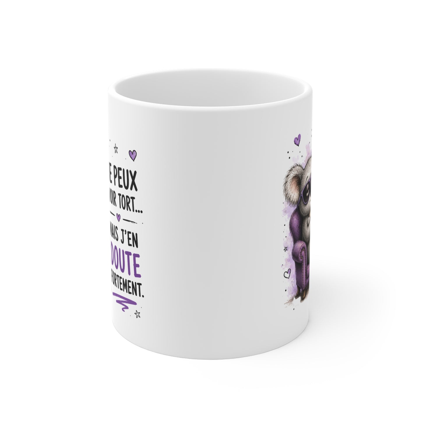 Tasse Je Peux Avoir Tort Mais J’en Doute Fortement – Mug Humour Koala – Cadeau Drôle Homme Femme 325 ml