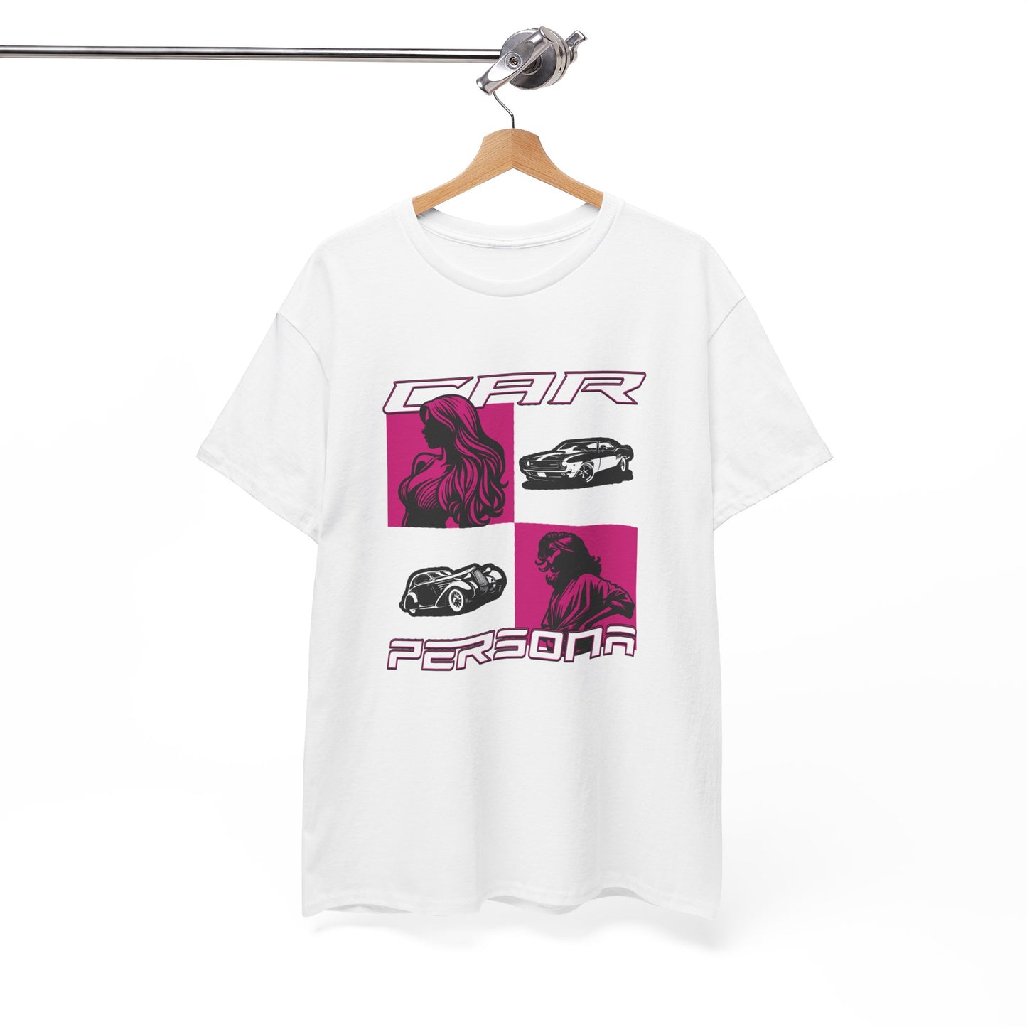 T-Shirt Femme Car Persona – Tee Shirt Voiture Vintage & Femme Style – Design Auto Chic Noir Blanc Gris Cadeau