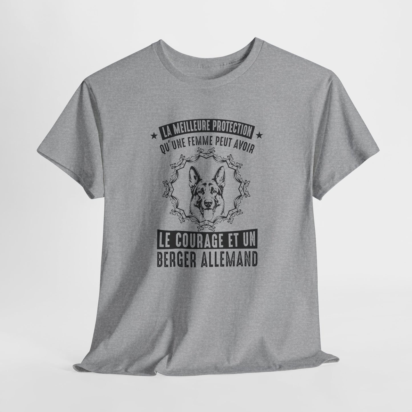 T-Shirt Berger Allemand Femme – Cadeau Amoureuse des Chiens – Chien Protecteur Courageux – Idée Cadeau Maîtresse Berger Allemand