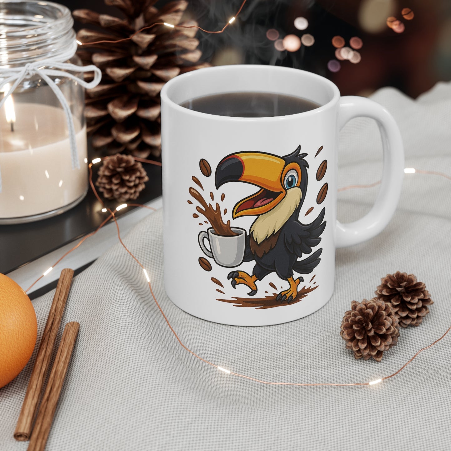 Tasse Toucan Café – Mug Oiseau Tropical Cartoon Rigolo Céramique 325ml – Cadeau Animal Exotique