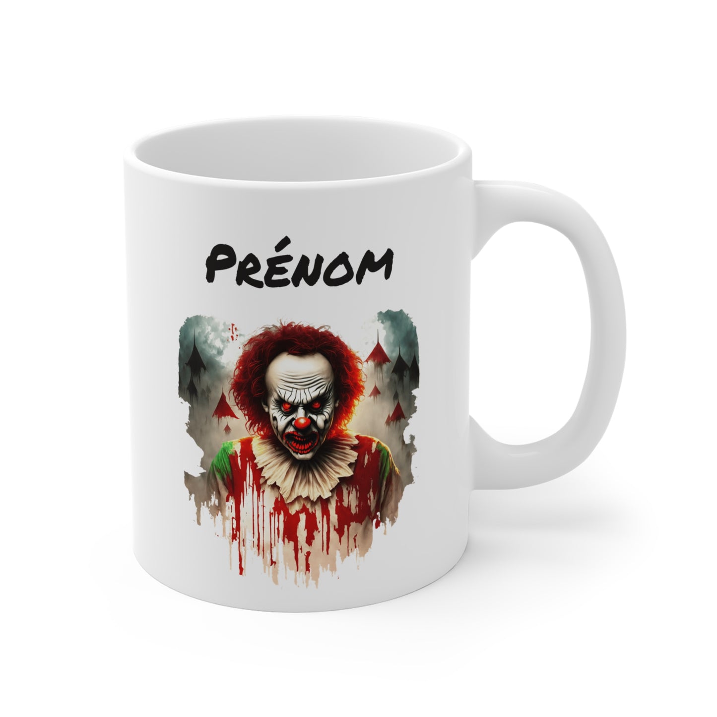 Mug Personnalisé Clown Horreur 325ml – Tasse Céramique Prénom Halloween – Cadeau Effrayant Film